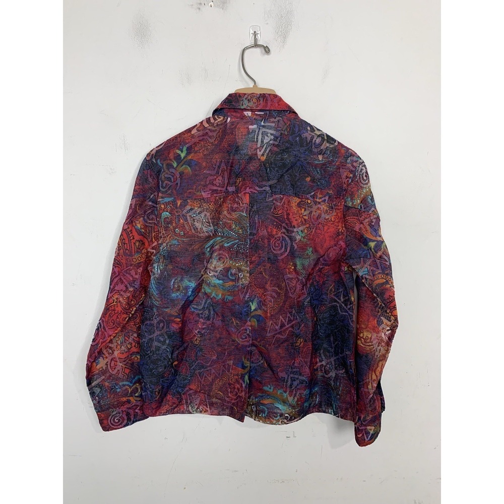 Chicos Womens Shirt 0 Small Fairy Linen Blend Art to Wear Sheer Boho Whimsical - Picture 3 of 8